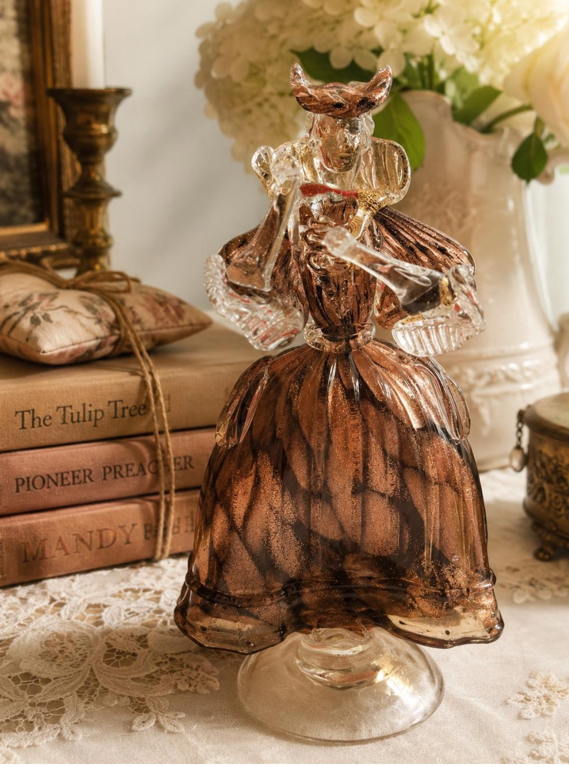 Vintage Murano Style Art Glass Lady Figurine